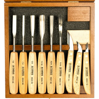Набор из 9 резцов + брусок в деревянной коробке NAREX Standart 894813