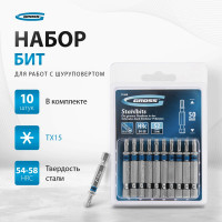 Упаковка бит GROSS TORX 15x50, сталь S2, 10 шт // 11469