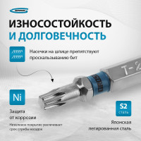 Набор бит TORX (Т20; 50 мм, сталь S2) 10 шт. GROSS 11470