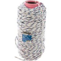 Плетёный полипропиленовый 16-прядный фал с полипропиленовым сердечником, диаметр 6мм, бухта 100м, 320кгс СИБИН 50215-06