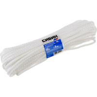 Вязаный полипропиленовый шнур с сердечником, белый, длина 20м, диаметр 6мм СИБИН 50256