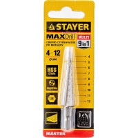 Сверло ступенчатое по металлу (4-12 мм; 9 ступеней; 65 мм) STAYER 29660-4-12-9
