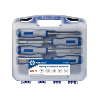 Набор плоских стамесок: 6, 12, 18, 24мм, длина 140мм, CR-V, двухкомпонентные рукоятки, точильный камень, 4шт, кейс КОБАЛЬТ 245-695