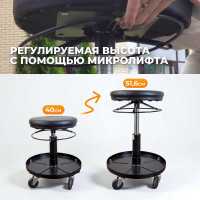 Ремонтный круглый табурет WIEDERKRAFT сиденье рабочее WDK-86020