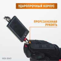 Смотровое прямоугольное зеркало WIEDERKRAFT с телескопической рукояткой с подсветкой WDK-65451