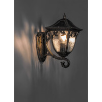 Садово-парковый светильник, четырехгранный на стену вверх 60W E27 230V, черное золото Feron PL4071 11483