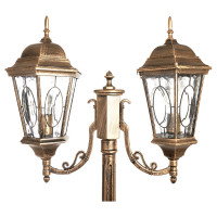 Садово-парковый светильник, столб шестигранный 2*60W E27 230V, черное золото Feron PL157 11325