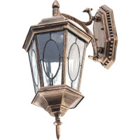 Садово-парковый светильник, шестигранный на стену вниз 60W E27 230V, черное золото FERON PL161 11328