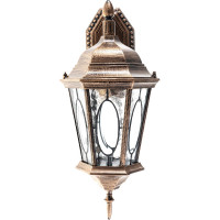 Садово-парковый светильник, шестигранный на стену вниз 60W E27 230V, черное золото FERON PL161 11328