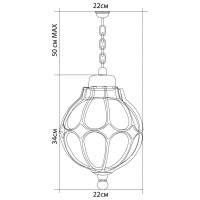 Садово-парковый светильник FERON PL3805 круглый на цепочке 60W 230V E27, черное золото 11370