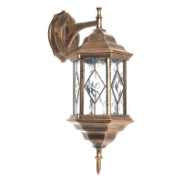 Садово-парковый светильник, шестигранный на стену вниз 60W E27 230V, черное золото Feron PL122 11344