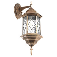 Садово-парковый светильник, шестигранный на стену вниз 60W E27 230V, черное золото Feron PL122 11344