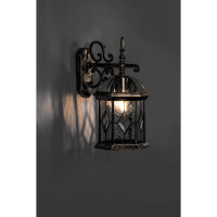 Садово-парковый светильник, шестигранный на стену вниз 60W E27 230V, черное золото Feron PL131 11335