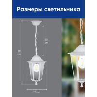 Садово-парковый светильник, шестигранный на цепочке 60W E27 230V, белый FERON 6105/PL6105 11059