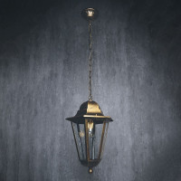 Садово-парковый светильник FERON 6205/PL6205 шестигранный на цепочке 100W E27 230V черное золото 11143