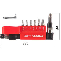 Г-образная отвертка с комплектом бит торкс с отверстием FORCE 1/4" 8 предметов 2081