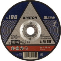 Круг шлифовальный по металлу A30TBF (180х6.0х22.2 мм) Кратон 1 07 04 004