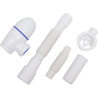 Сифон для кухни Unicorn 1.1/2"х40, с нержавеющей чашкой, прямоугольный перелив с универсальной гибкой трубой Юникорн B422 ИС.110311 534493