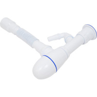 Сифон для кухни Unicorn 1.1/2"х40, нержавеющий выпуск, отвод для стиральной машины, с универсальной гибкой трубой, 40х40/50 B320V ИС.110315 533276