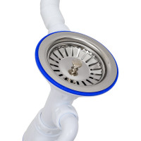 Сифон для кухни 3.1/2"х40, нержавеющий выпуск, отвод для стиральной машины, прямоугольный перелив с универсальной гибкой трубой, 40х40/50 Unicorn Юникорн B435V ИС.110320 534496