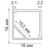 Алюминиевый угловой квадратный профиль, серебро Feron CAB281 10300