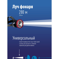 Светодиодный аккумуляторный налобный фонарь КОСМОС 2 режима 5Вт LED 2А.ч зарядка от USB 452442 KOCAccuH5WLED