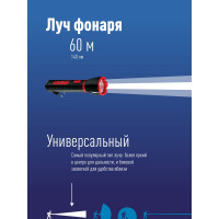 Светодиодный аккумуляторный фонарь КОСМОС LED 2 режима 1Вт 500мА.ч прямая зарядка 220В 407411 KOCAcc103LED