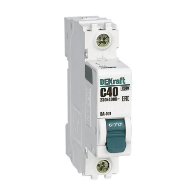 Автоматический выключатель DEKraft (АВ) ВА-101, 1 Р, хар-ка C, 40 А, 4.5 кА 11058DEK
