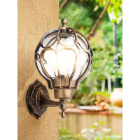 Садово-парковый светильник FERON PL3701 круглый на стену вверх 60W 230V E27, черное золото 11349