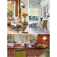 Садово-парковый светильник FERON PL3701 круглый на стену вверх 60W 230V E27, черное золото 11349