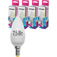 Светодиодная лампа КОСМОС LED 7.5Вт Свеча 220В E14 3000К 417249 LkecLED7.5wCNE1430