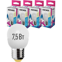 Светодиодная лампа КОСМОС LED 7.5Вт Шар 220В E27 3000К 417259 LkecLED7.5wGL45E2730