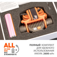 Налобный фонарь ЯРКИЙ ЛУЧ PANDA 2R 2xCREE XP-G3 max.800лм, 5 реж, Li-Ion аккум. 2600mAh, встр. ЗУ 4606400105695