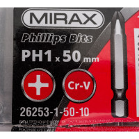 Биты PH№1, тип хвостовика E 1/4", длина 50 мм, 10 шт MIRAX 26253-1-50-10