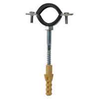 Оцинкованный хомут с резиновым уплотнителем MasterProf 1/2", M8, с шурупом и дюбелем ИС.140016