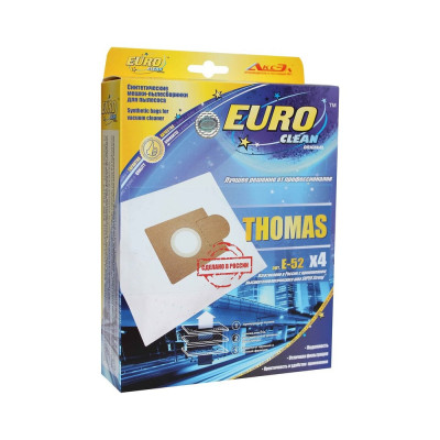 Мешки пылесборники для пылесоса THOMAS, EURO Clean 4 шт., синтетические, многослойные, повышенной фильтрации . E-52/4