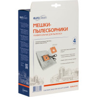 Мешки пылесборники универсальные для пылесоса,  EURO Clean 4 шт., синтетические, многослойные, повышенной фильтрации, размер картона: 100x130 мм, диаметр отверстия: 40 мм . EUN-01/4