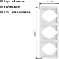 Тройная вертикальная белая рамка TDM ELECTRIC Валдай SQ1804-0020