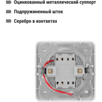 Двухклавишный выключатель TDM с подсветкой, белый Валдай SQ1804-0006