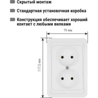 Двойная розетка, белая 2П 10А TDM ELECTRIC Валдай SQ1804-0009