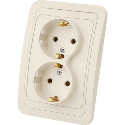 Розетка двойная слоновая кость с заземлением 16А серия "Валдай" TDM ELECTRIC SQ1804-0110