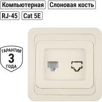 Розетка компьютерная RJ-45 слоновая кость серия "Валдай" TDM ELECTRIC SQ1804-0113