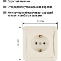 Розетка слоновая кость с заземлением 16А серия "Валдай" TDM ELECTRIC SQ1804-0108