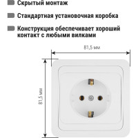Розетка, белая 2П+З 16А TDM ELECTRIC Валдай SQ1804-0008