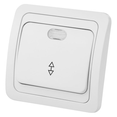 Проходной переключатель TDM ELECTRIC Валдай белый одноклавишный с подсветкой 10А SQ1804-0005