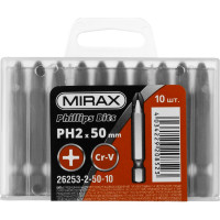 Биты PH№2, тип хвостовика E 1/4", длина 50мм, 10шт MIRAX 26253-2-50-10