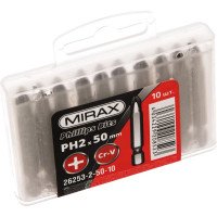 Биты PH№2, тип хвостовика E 1/4", длина 50мм, 10шт MIRAX 26253-2-50-10