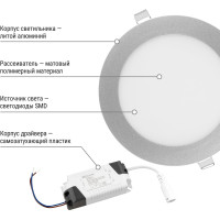 Светильник встраиваемый светодиодный "Даунлайт" TDM ELECTRIC хром 12 Вт 3000К SQ0329-0013