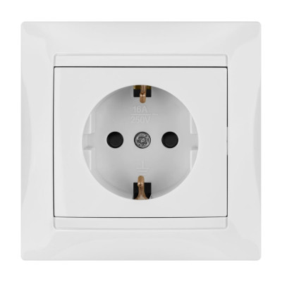 Розетка с защитной шторкой, белая  2П+З 16А 250В TDM ELECTRIC Лама SQ1815-0011