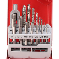 Набор машинно-ручных метчиков HSS M3-M12+вороток+сверла, 15шт RUKO 245004